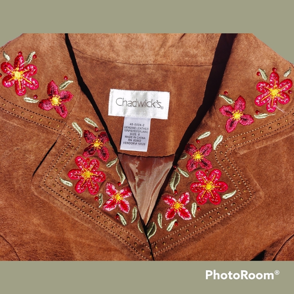 Vtg y2k 90s hippie suede embroidered jacket - Picture 11 of 12